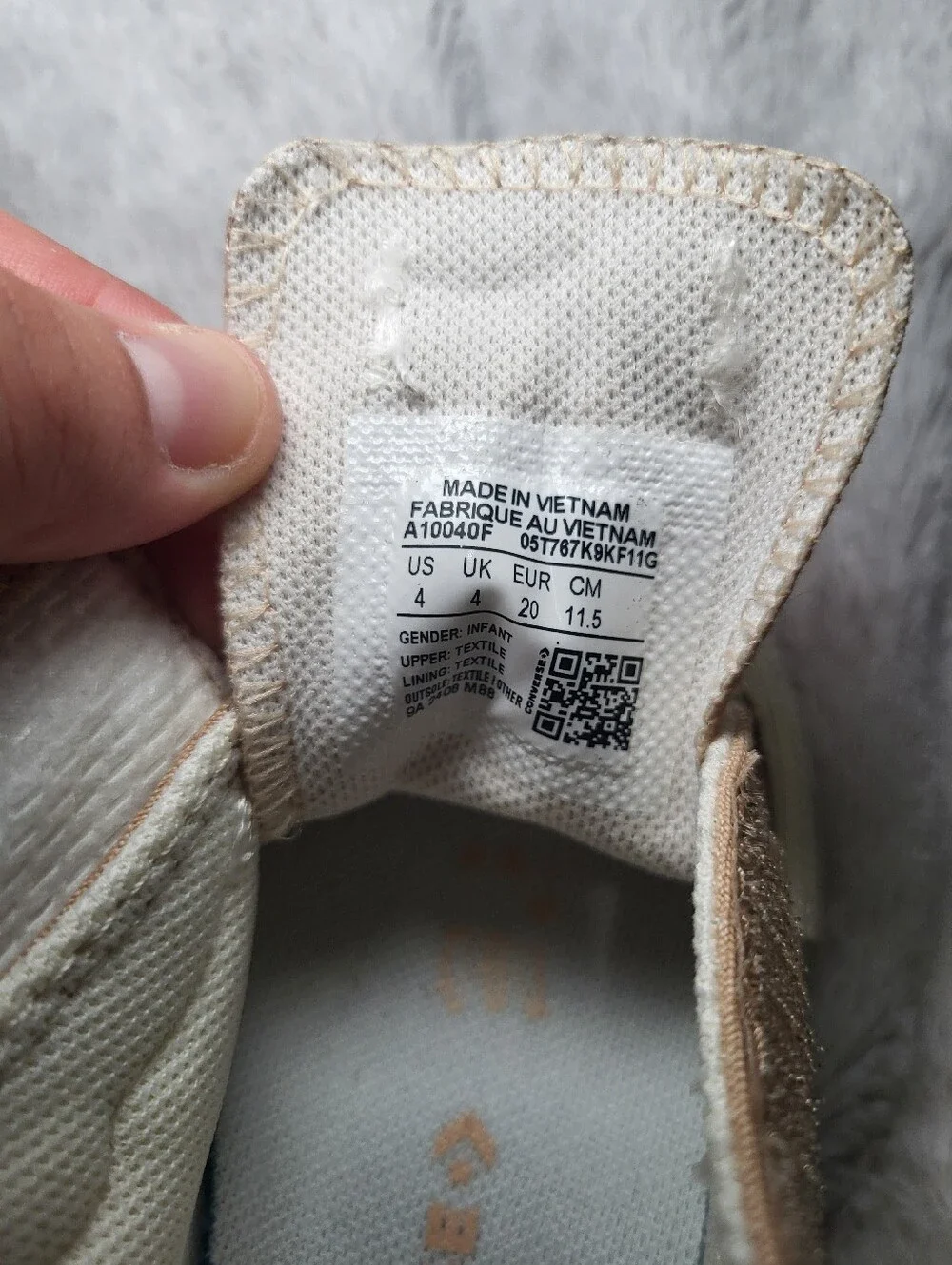 Converse Kids Tan Sneakers with Cream Bear Appliques